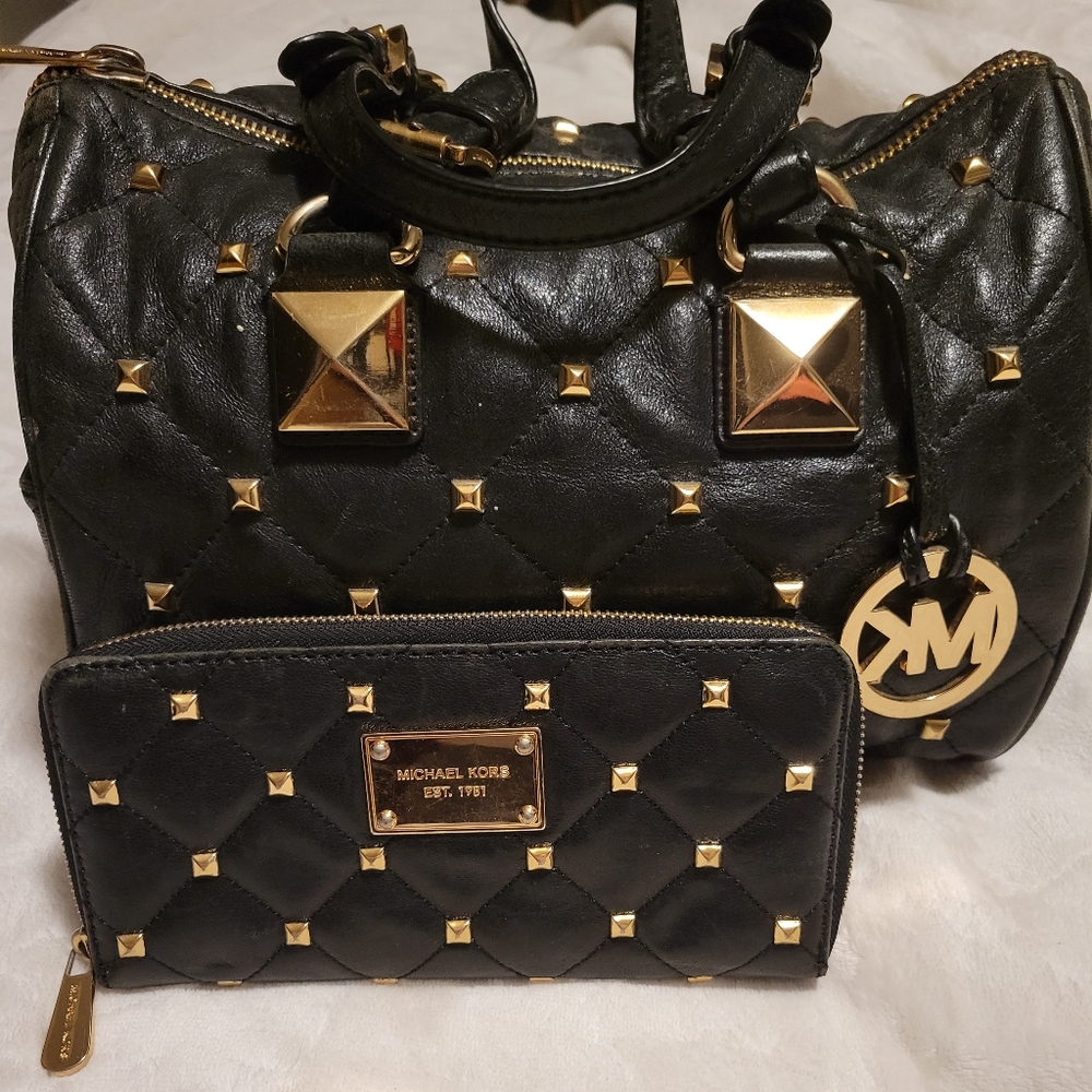 Michael Kors studded Grayson bag and continental wallet